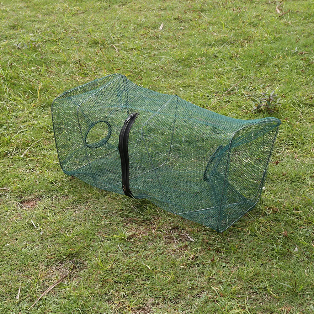 Collapsible Cast Net with Zipper Foldable Crab Fishing Net Nylon Shrimp Net Cage Large Capacity Fishing Accessories