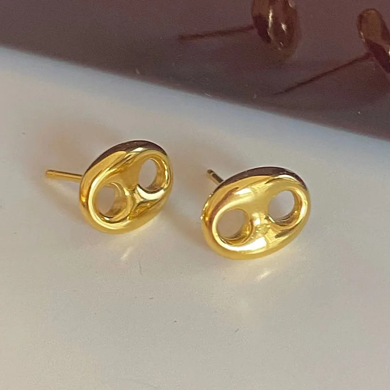 Pig Nose coffee bean stud earrings stainless steel earrings for women minimalist simple jewelry tarnish free jewelry waterproof 5