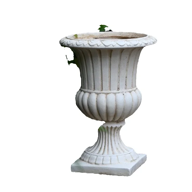 Vintage Plant Stand Large Caliber Trophy Flower Pot Garden Landing, Succulent Container, High Footed Roman Gardening Decorations