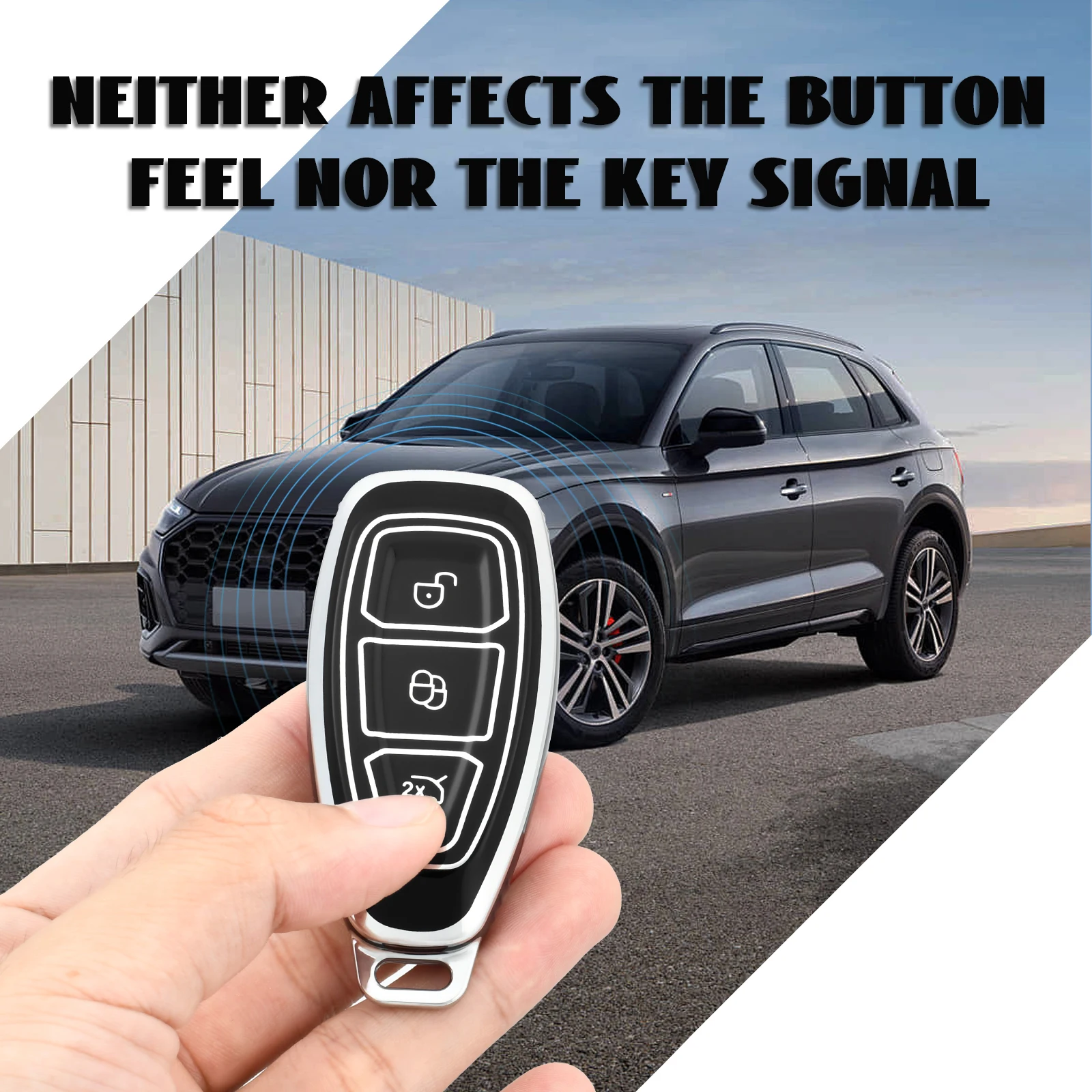 Key Case 3 Buttons Car Key Case for Ford C-Max Mondeo Kuga Fiesta Titanium Ford Focus 3 4 ST MK3 MK4 Key Fob Cover Case Bag