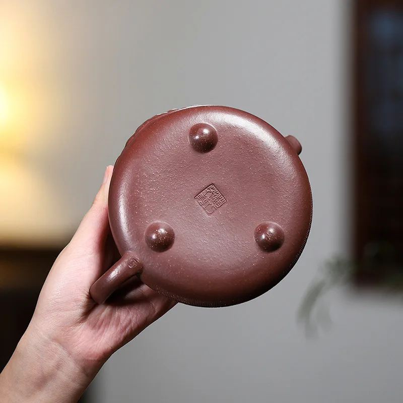 High Quality Ore Purple Clay Handmade Xiangyun Flat Ladle Yixing Pot Household Large Product Shipiao Teapot Tea Set