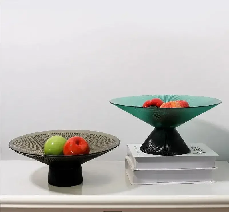 

Modern Style Household Glass Tableware Light Luxury Glass Fruit Plate Living Room Coffee Table Snack Candy Plate Dinner Plate