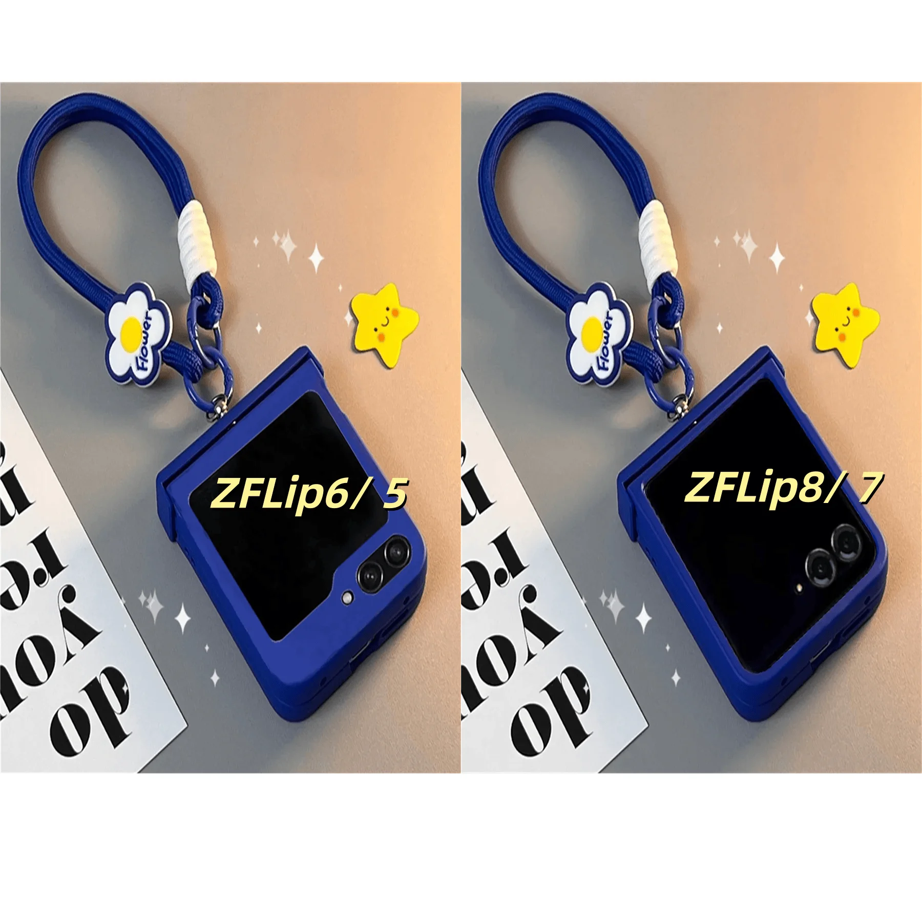 Korean Cute Klein Blue Portable Flower Rope Phone Case