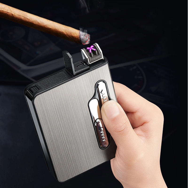 USB двойная дуга плазменная Зажигалка автоматический сигаретный чехол
