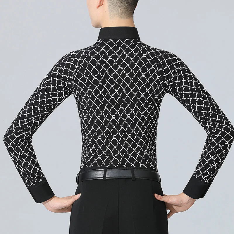 Man Latin Dance Shirts Waltz Ballroom Dance Clothing Performance Latin Man Shirts Top SS02-3