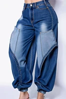 Plus Size Women's Daily Blue Jogging Denim Jeans - Image 2