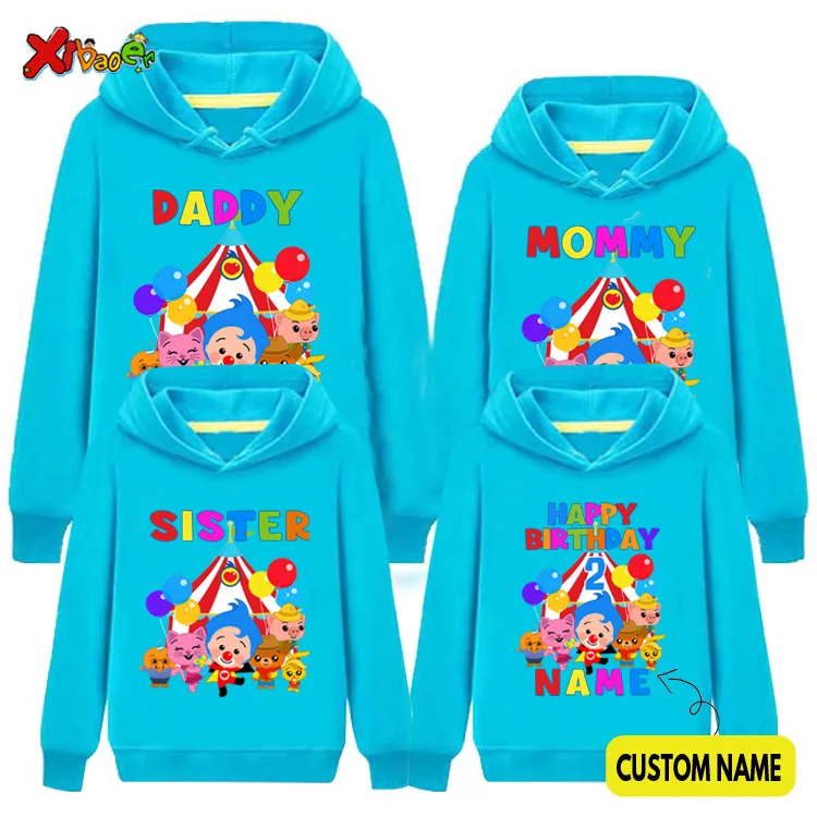Family Matching Sets Sweatshirt Hoodies Mommy Daddy Family Hoodies Brother Sister Birthday Party Custom Name Clothing 2
