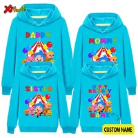 Family Matching Sets Sweatshirt Hoodies Mommy Daddy Family Hoodies Brother Sister Birthday Party Custom Name Clothing 2