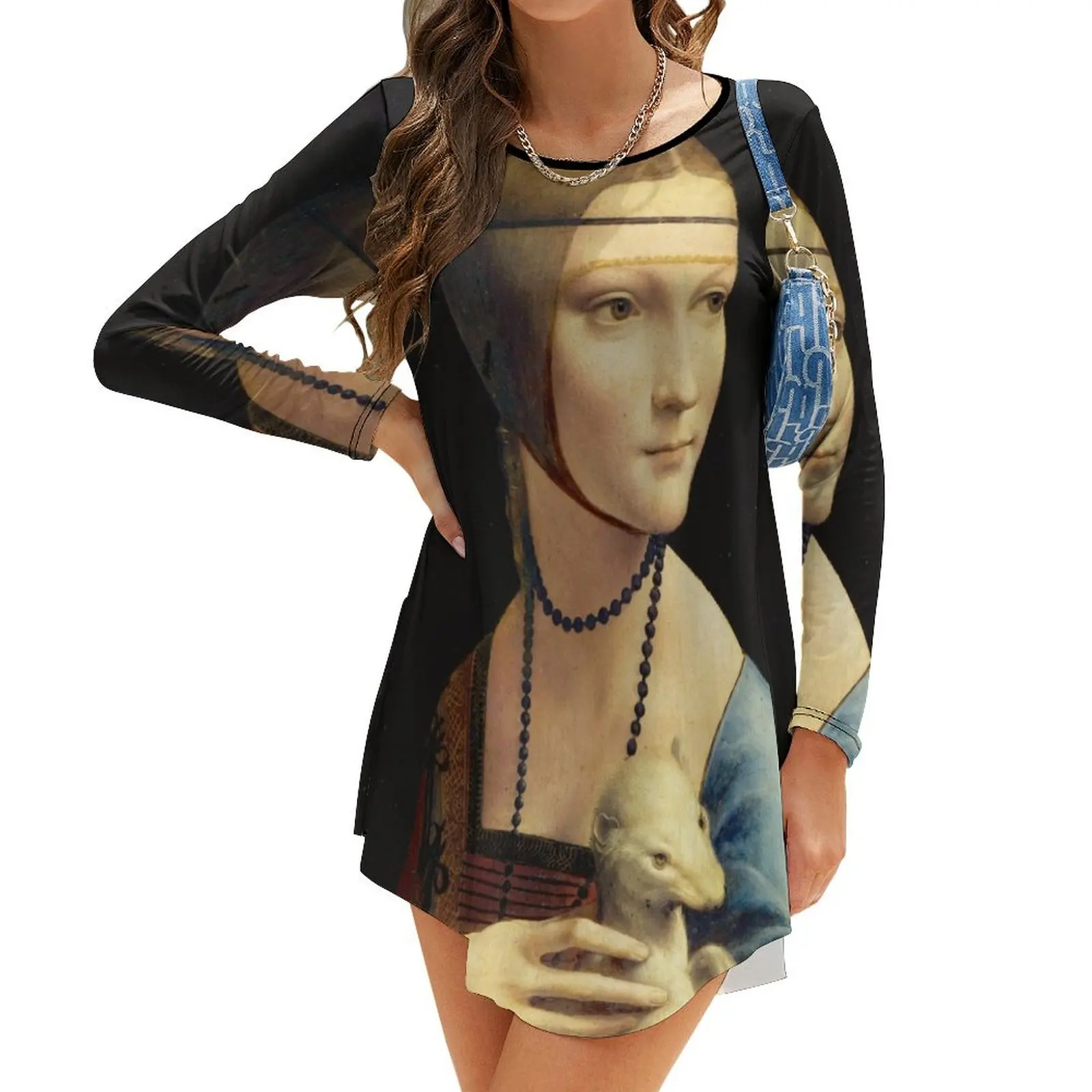 

Lady with an Ermine by Leonardo da Vinci Long-Sleeve Dress beach outfits for women fairy dress dress party night