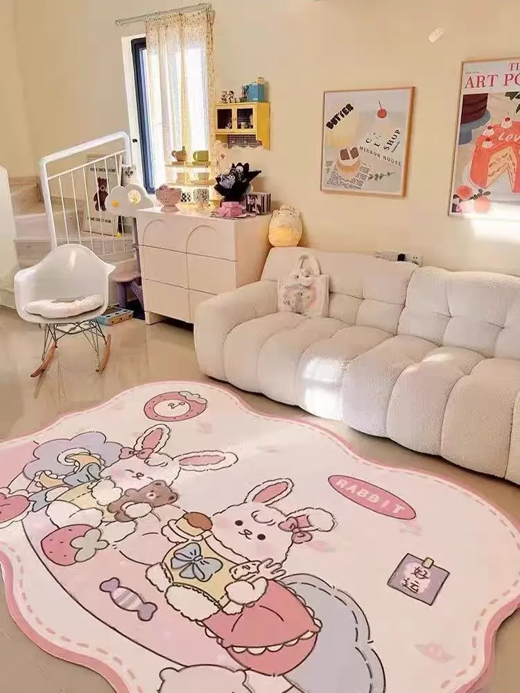 Cute Style Carpets for Living Room Cartoon Bedroom Decor Bedside Carpet Home Plush Rugs Fluffy Soft Lounge Rug Pink Floor Mat photo review
