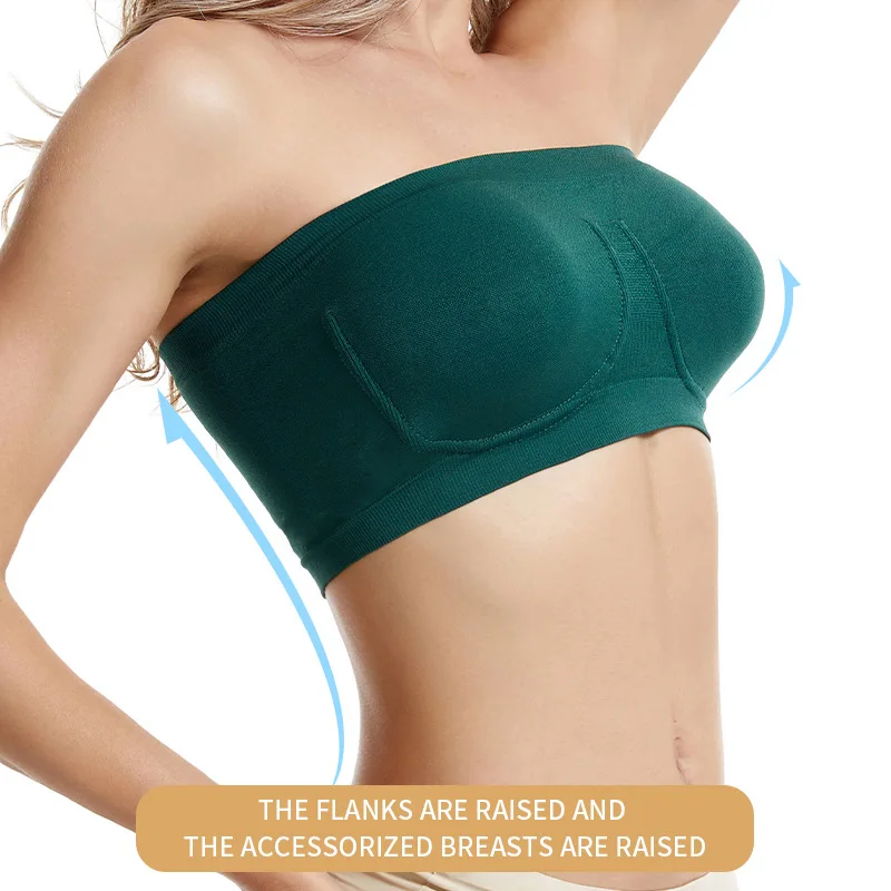 Plus Size Women's Seamless Imitation Steel Ring One-line Tube Top Strapless Bra Cross-border Sports Bra women lingerie bra,women tube tops