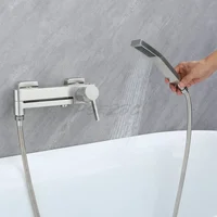 ก๊อกน้ําอ่างอาบน้ําสแตนเลส 304 วาล์วผสมร้อนและเย็นง่ายชุดหัวฝักบัวหัวฉีด 4