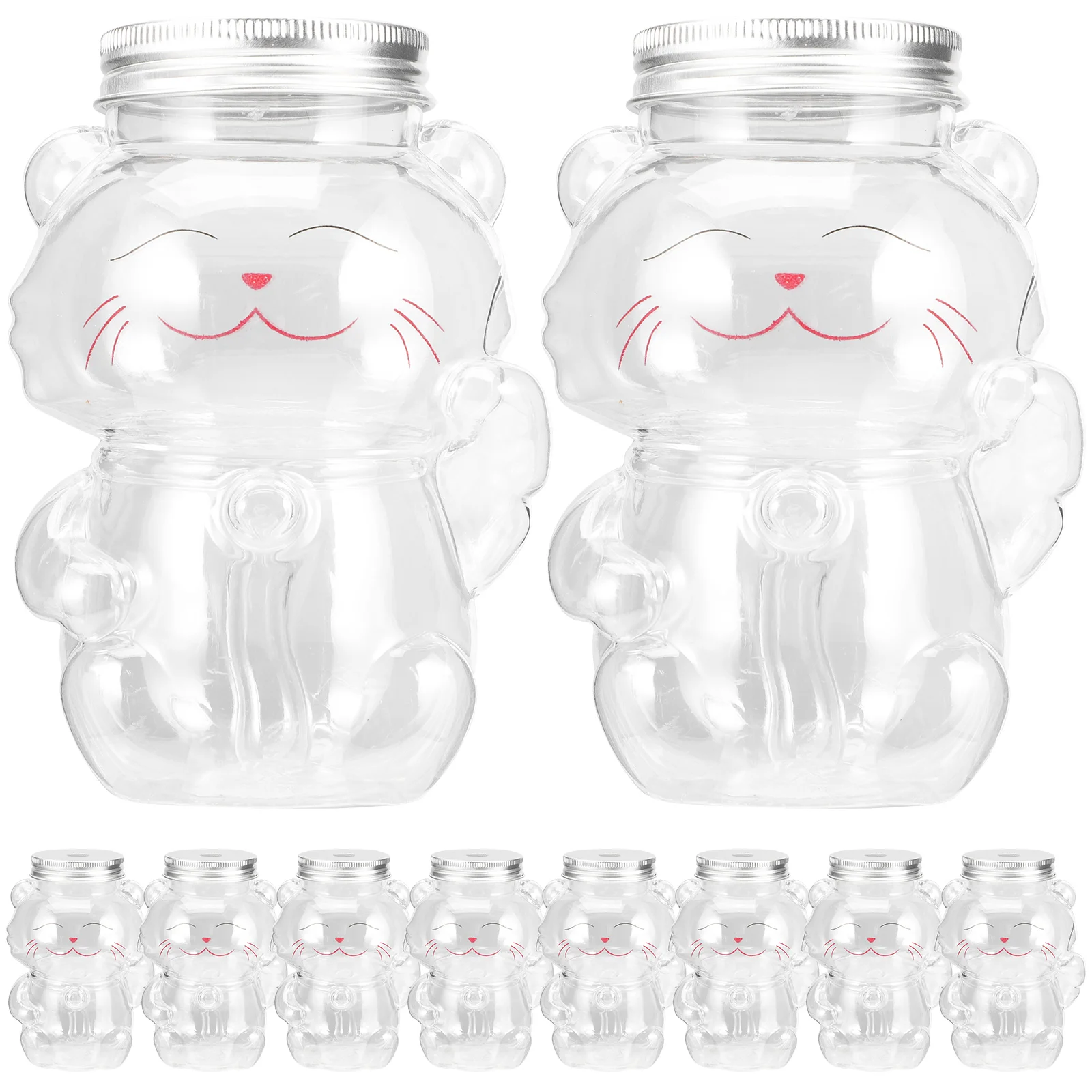 

10pcs Empty Milk Bottles Cat Juice Bottles Lovely Water Bottle Party Favors 350ml