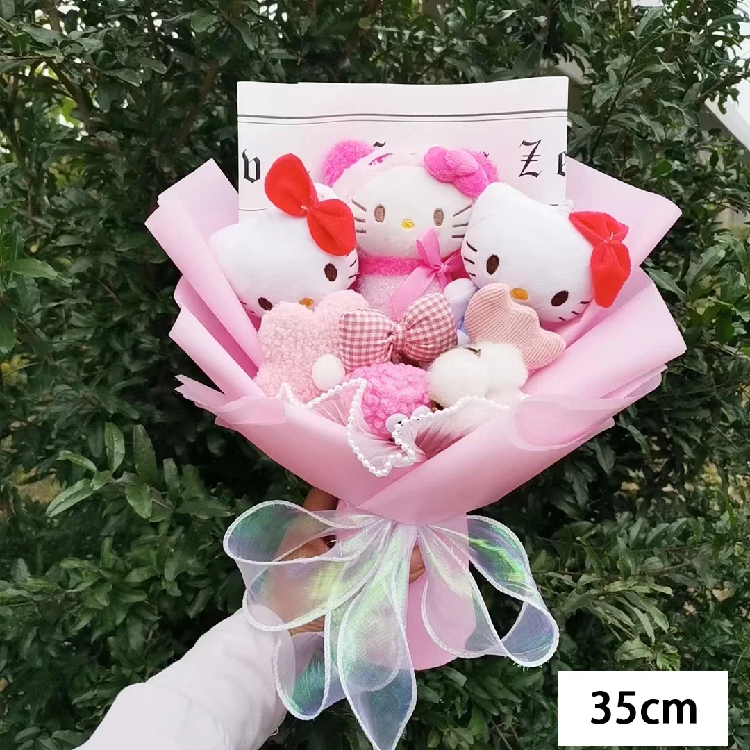thumbnail image 1 of Ramo de peluche de dibujos animados de Hello Kitty, flores de jabón de anime, muñeca, decoración para el hogar, boda, regalo de Navidad y San Valentín, 1 of 5