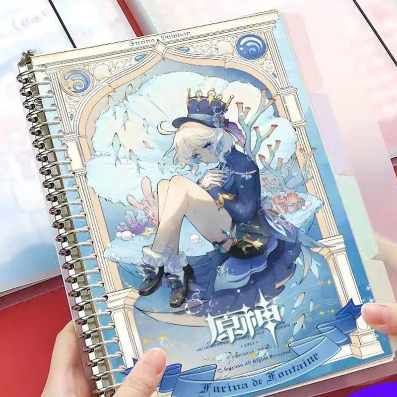 Game Genshin Impact Loose-leaf Book 40 sheets 148*210mm 22 holes Cute Cartoon Focalors Furina Diary Student Notebook kids gift