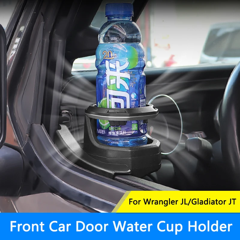 

QHCP Car Front Door Window Drink Cup Holder Organizer ABS Drink Bottle Stand For Jeep Wrangler JL Gladiator JT 18-23 Accessories