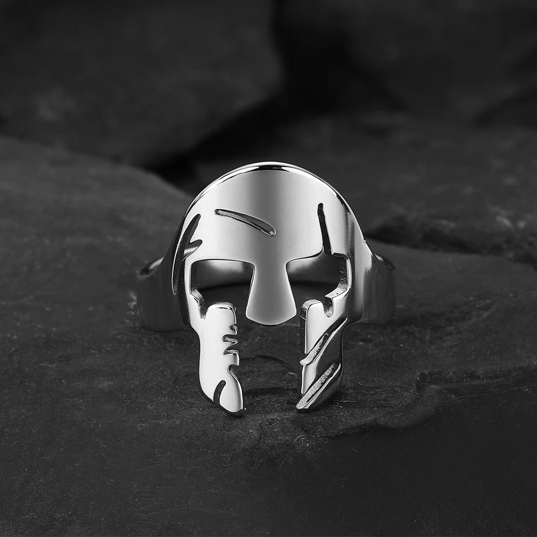 Todorova Personalità Hollow Acciaio Inossidabile Spartan Warrior Helmet Mask Ring For Men Vintage Viking Style Party Prom Jewelry