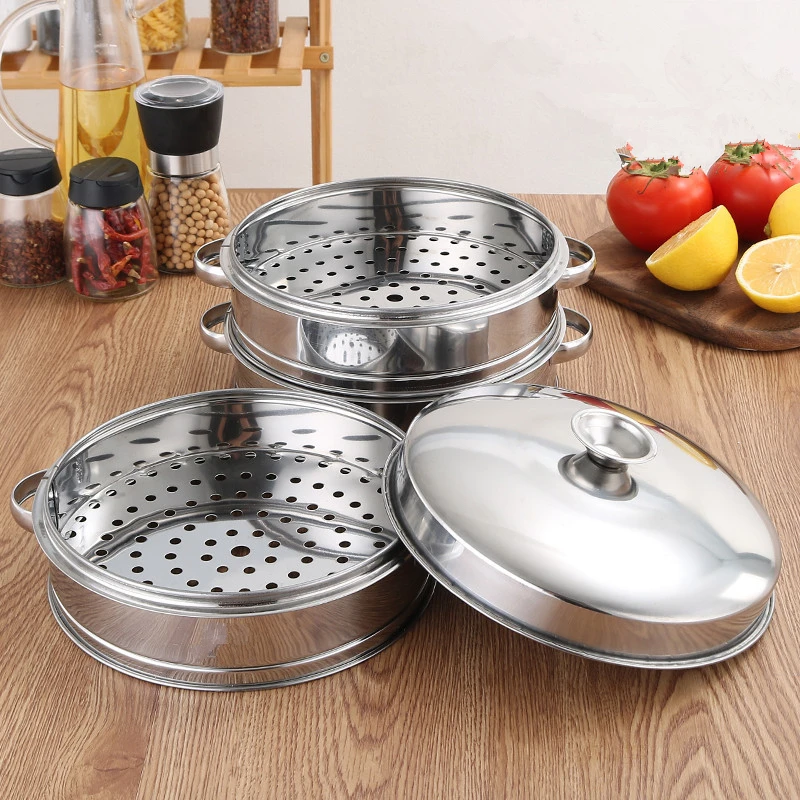 Stainless Steel Steamer with Handle Cover Rice Cooker Pot