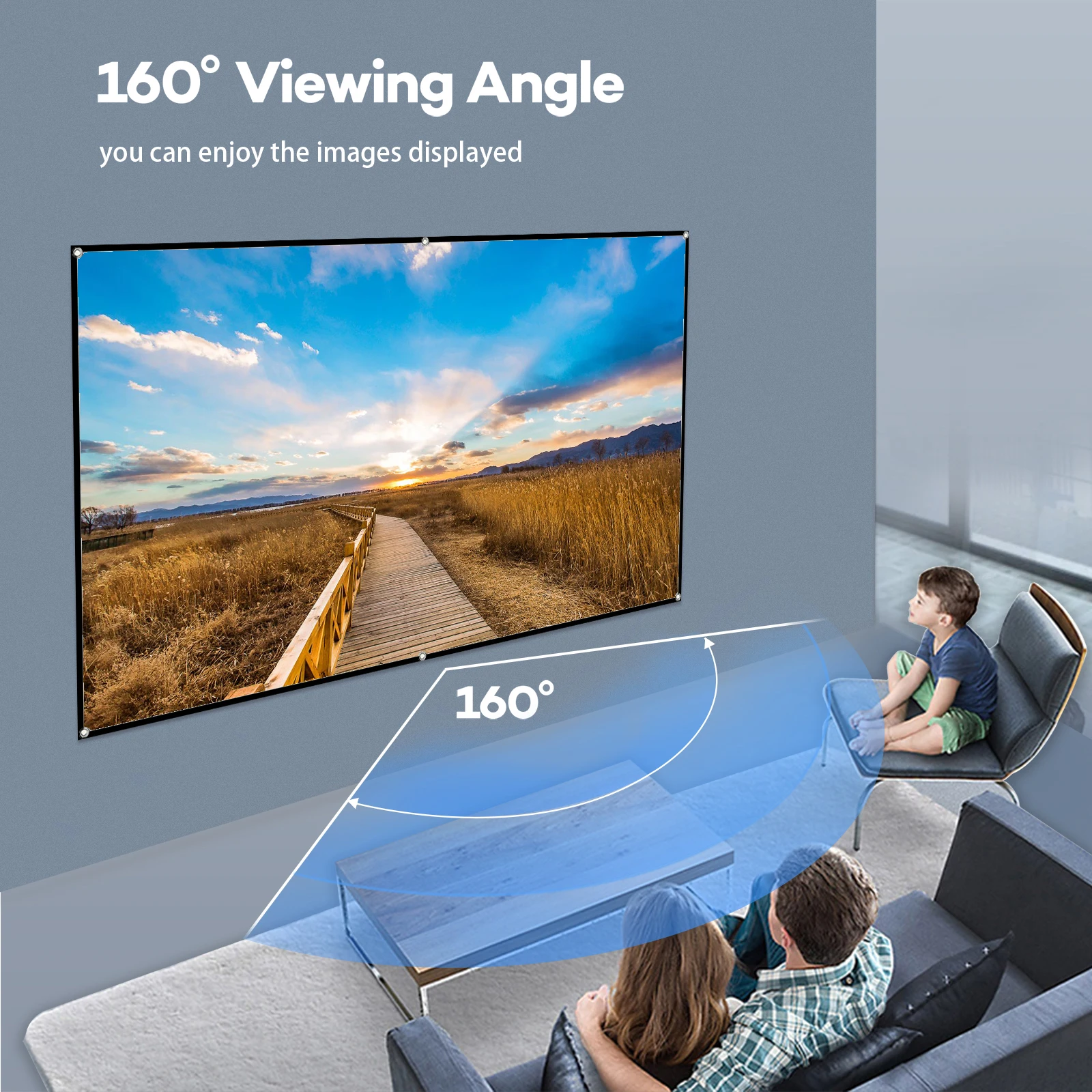 Schermo per proiettore HD portatile da 80 pollici schermo di proiezione 16:9 pieghevole durevole montato a parete per film all'aperto Home Theater Office - immagine 6