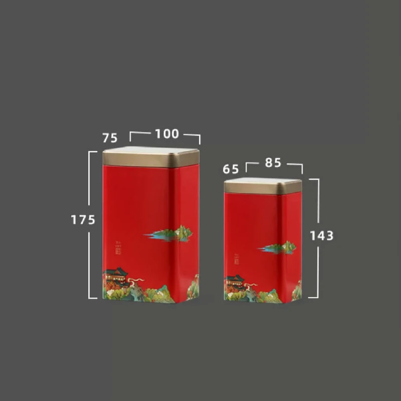 Tea Tin Square Portable Metal Tea Box Storage Sealed Pot Living Room Coffee Table Set tea tin box tea canister