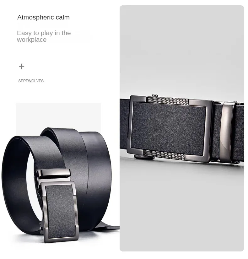 Männer Hohe Qualität Echte Echte Leder Gürtel Business Rindsleder Berühmte Marke Metall Automatische Schnalle Gürtel Taille Riemen für Jeans – Detail 6