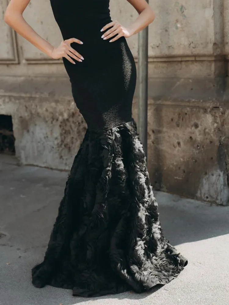 Newest Women Celebrity Sexy Tank Flower Mermaid Black Maxi Long Gowns Dress  2025 Elegant Evening Party Club Vestido - AliExpress 200000345
