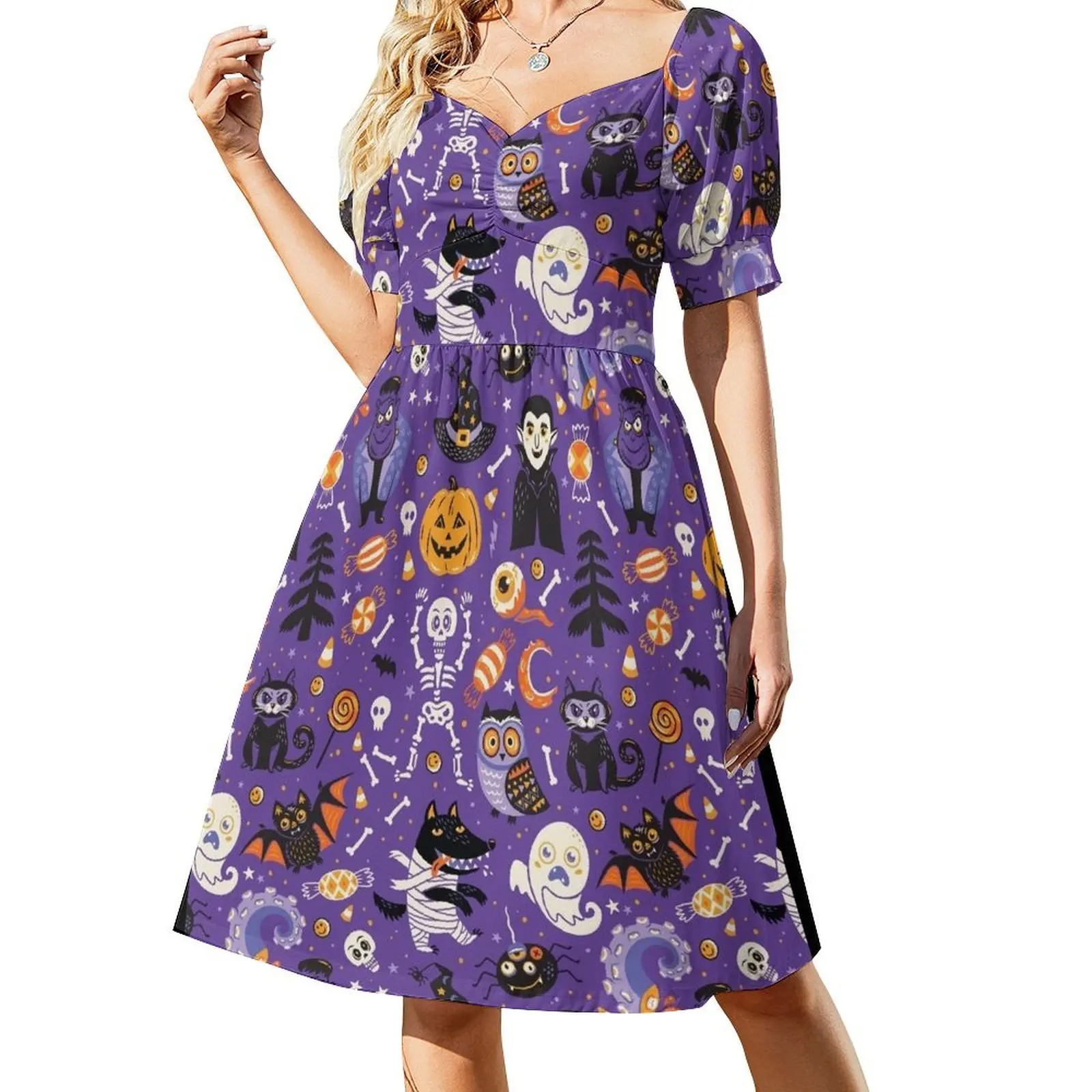 Vestido de manga corta de Feliz Halloween vestidos de manga larga vestido de noche vestido de mujer