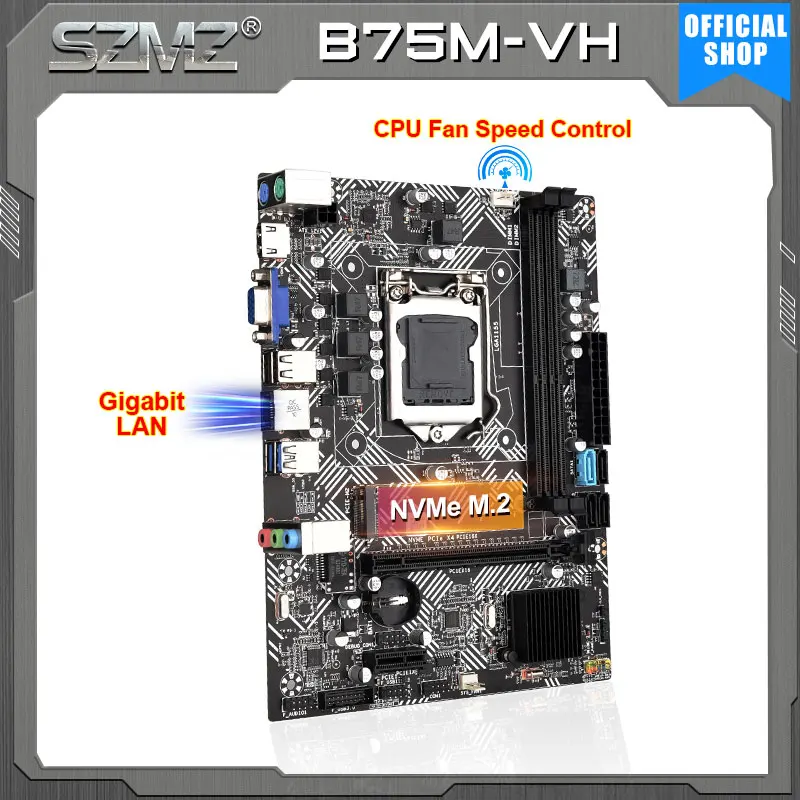 SZMZB75MVHmotherboardlga1155supportGigabitCPUfanspeed