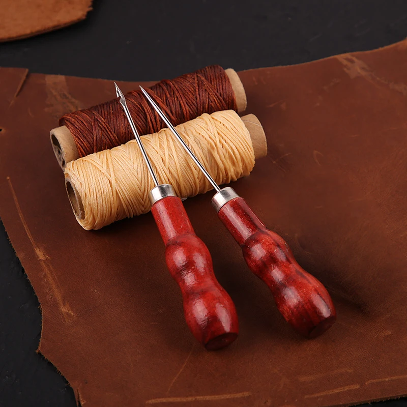 Leather Wood Handle Awl Hand Stitcher Leather Sewing Tools for DIY Craft