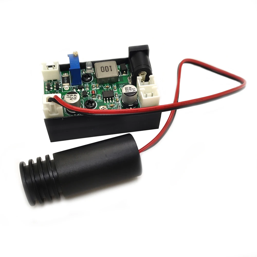 산업용 블루 바이올렛 라이트 레이저 모듈, TTL 18x2 5mm, EU 표준 어댑터 포함, 12V, 100mw, 405nm