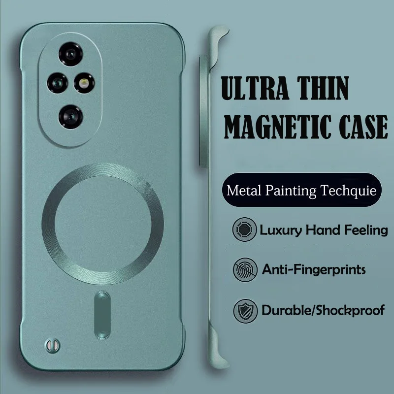 Luxury MagSafe Wireless Charging Phone Case with Magnetic Bumper and Hard Protective Cover