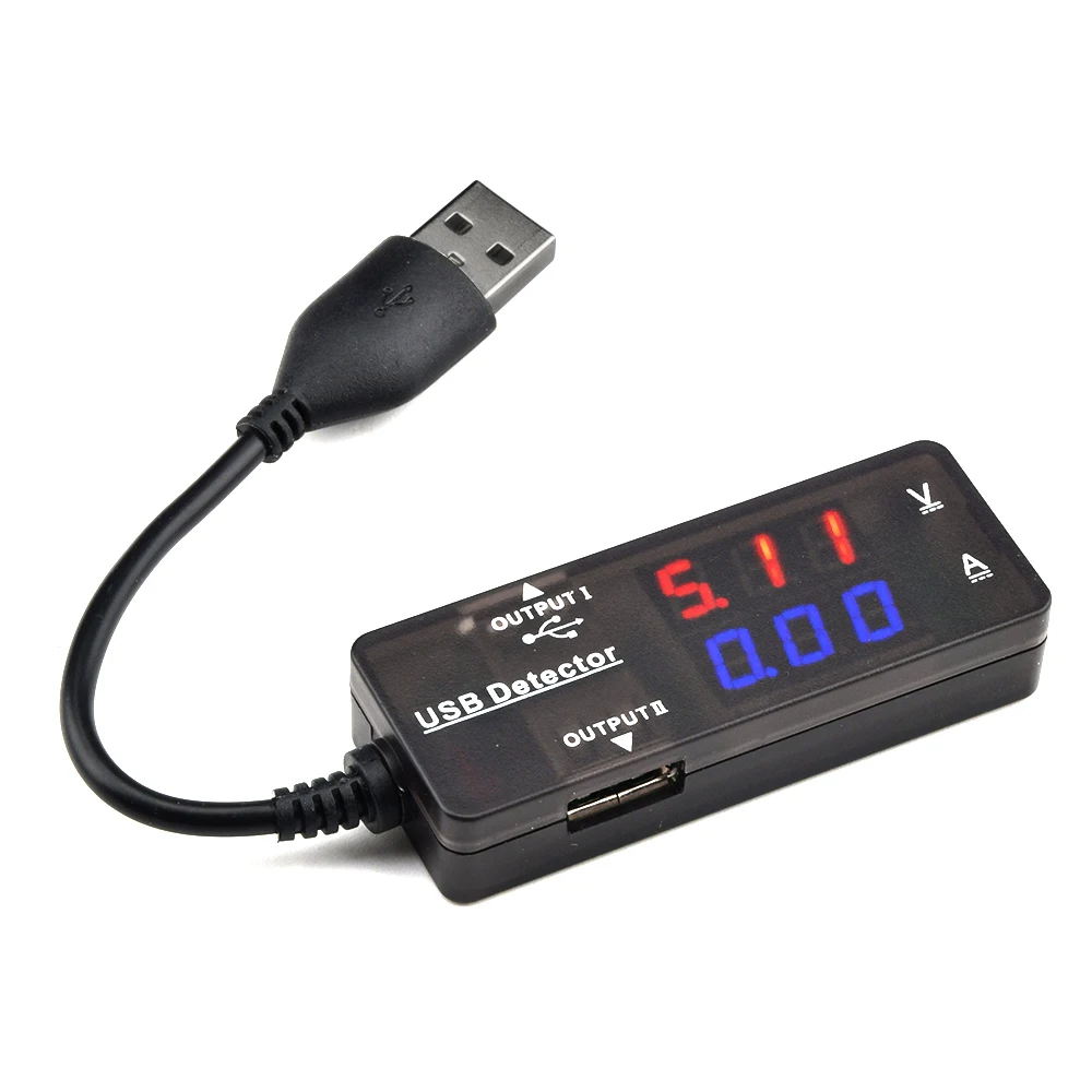 

USB-тестер для зарядного устройства, измеритель напряжения и тока, красный, синий двойной дисплей, вольтметр, амперметр, тестер емкости аккумулятора