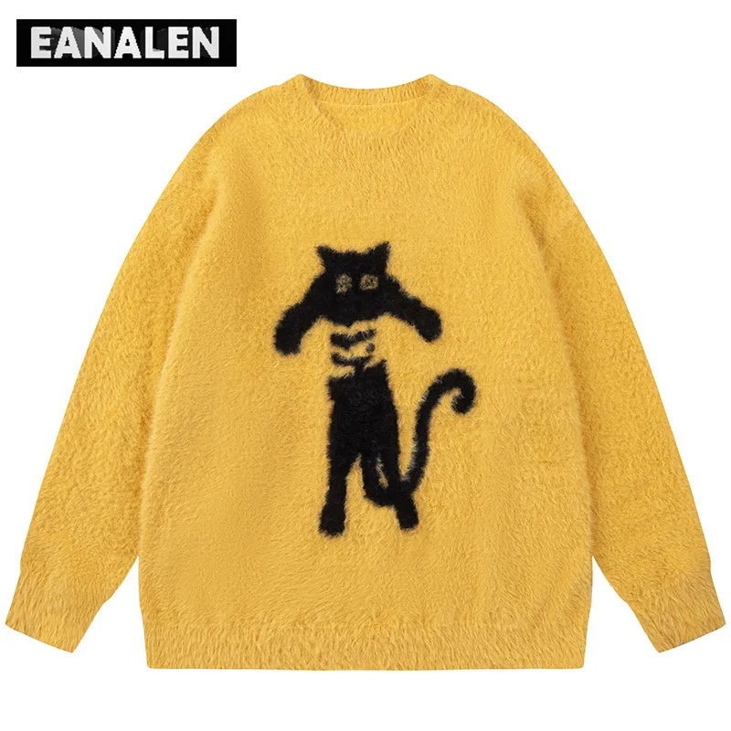 

Harajuku Retro Cute Cartoon Anime Sweater Men's Oversized Korean Jumper Abstract Pullover Grandpa Ugly Sweater Women's Grunge