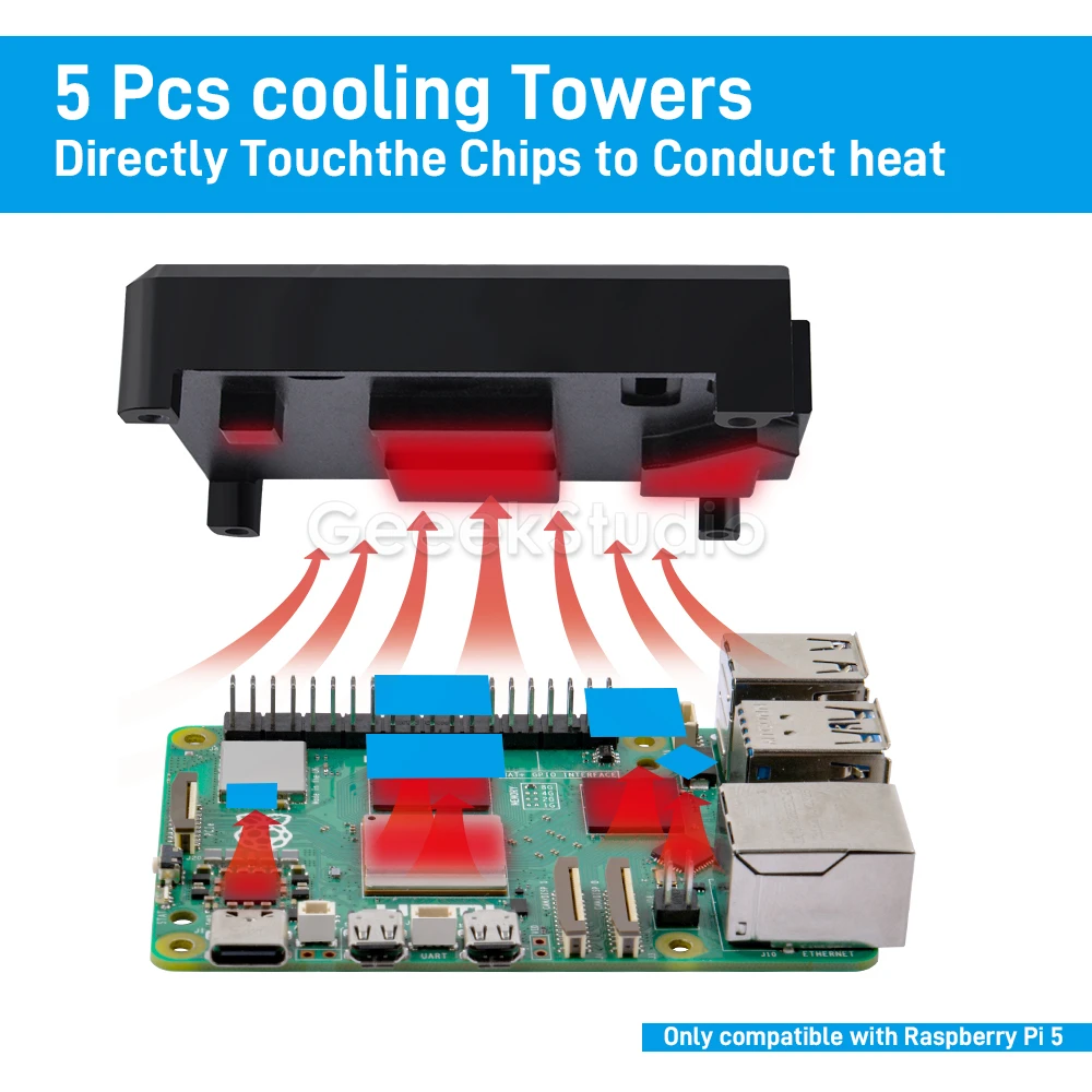Sleek Black Aluminum Heatsink Case for Optimal Raspberry Pi Cooling