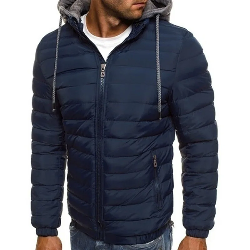 Giacca da uomo Parka Autunno Inverno Comfort Caldo Giacche con cappuccio Cappotti Casual Solid Manica lunga Frangivento Parka S-3XL Cappotto da uomo 5