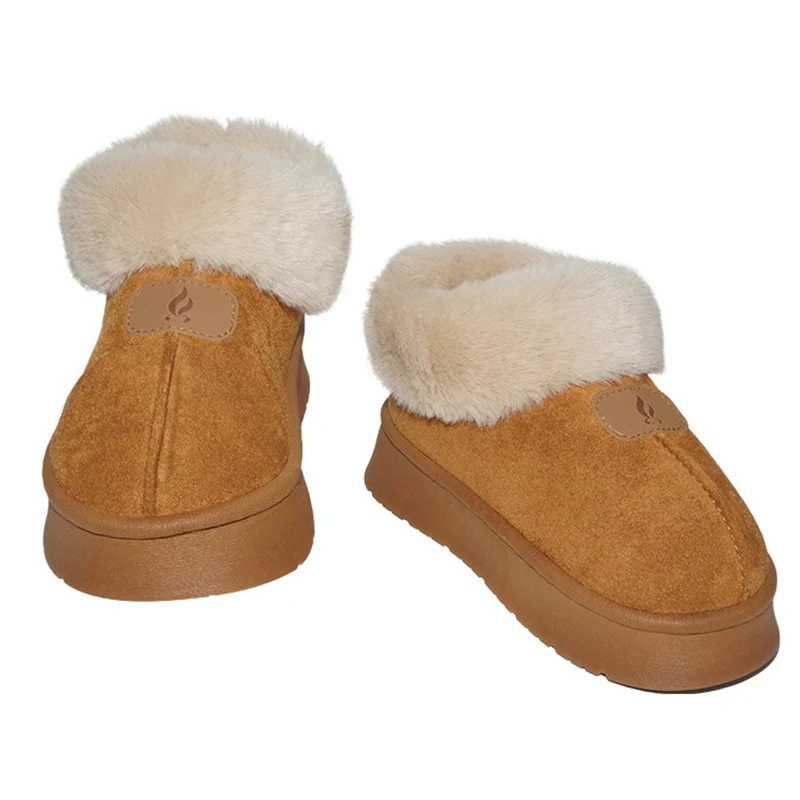 Boots Slip On Women's Boots For Winter Shoes Woman Ankel Boots Fur Snow Botas Mujer Elegant Women Winter Footwear Brown Booties