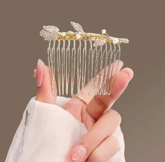 

Заколка-гребень для волос с цветами розы, модный аксессуар на голову, с шариками, Шпилька для волос, аксессуары для волос