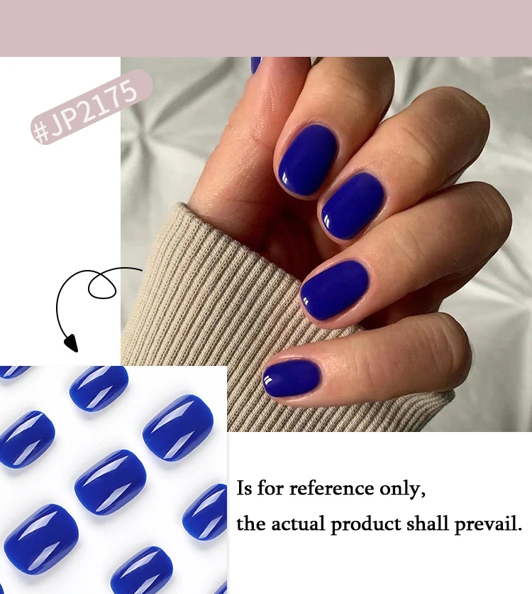 Short Round Wearable Fake Nails with Glue
