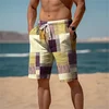2024 Summer Hawaiian Beach Shorts Holiday Casual Colorful Plaid Print Sportswear Quick Drying Trunks Ice Shorts Hawaii Swimsuit 4