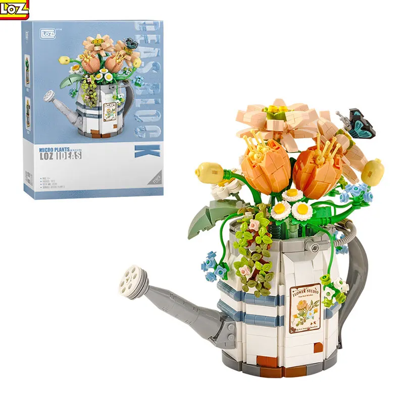 

LOZ Mini Creative Watering Can Potted Flower Pot Building Block DIY Bouquet Desktop Decoration Romantic Assembly Toy Girl Gift