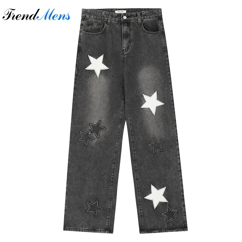 

Брюки-багги мужские Y2k, джинсы с прямыми штанинами, повседневные брюки из денима, уличная одежда в стиле Харадзюку