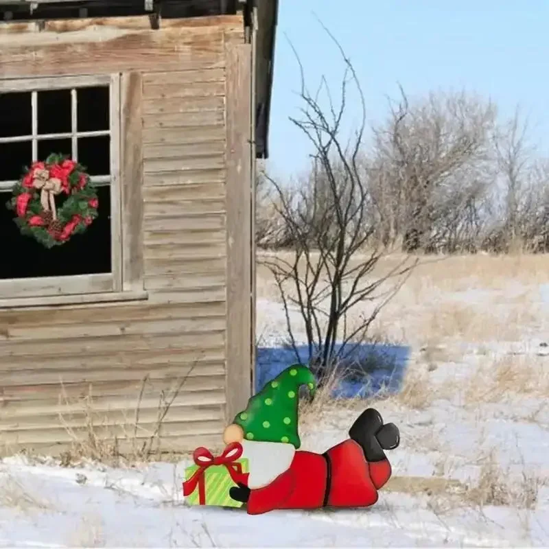 Metal Christmas Gnome festive decoration sign 2