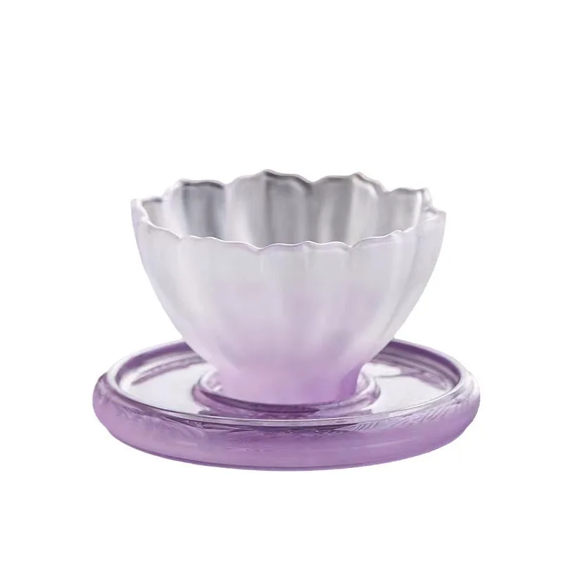 Glass tea set, modern simple household heat-resistant and high temperature-resistant crystal appearance, lotus tea for women