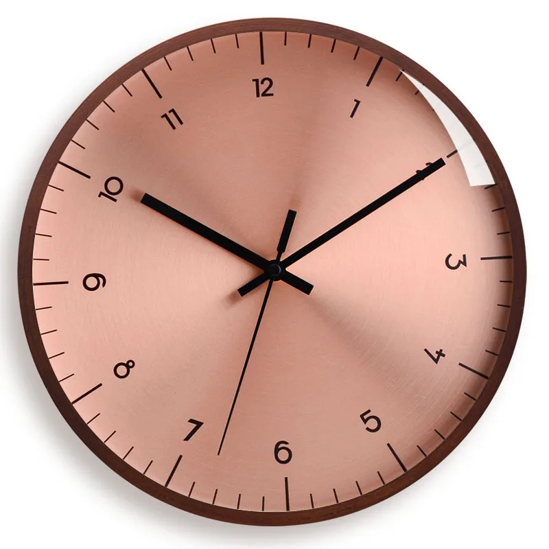 Wood Wall Clock Metal Rose Gold Clocks Wall Silent C  