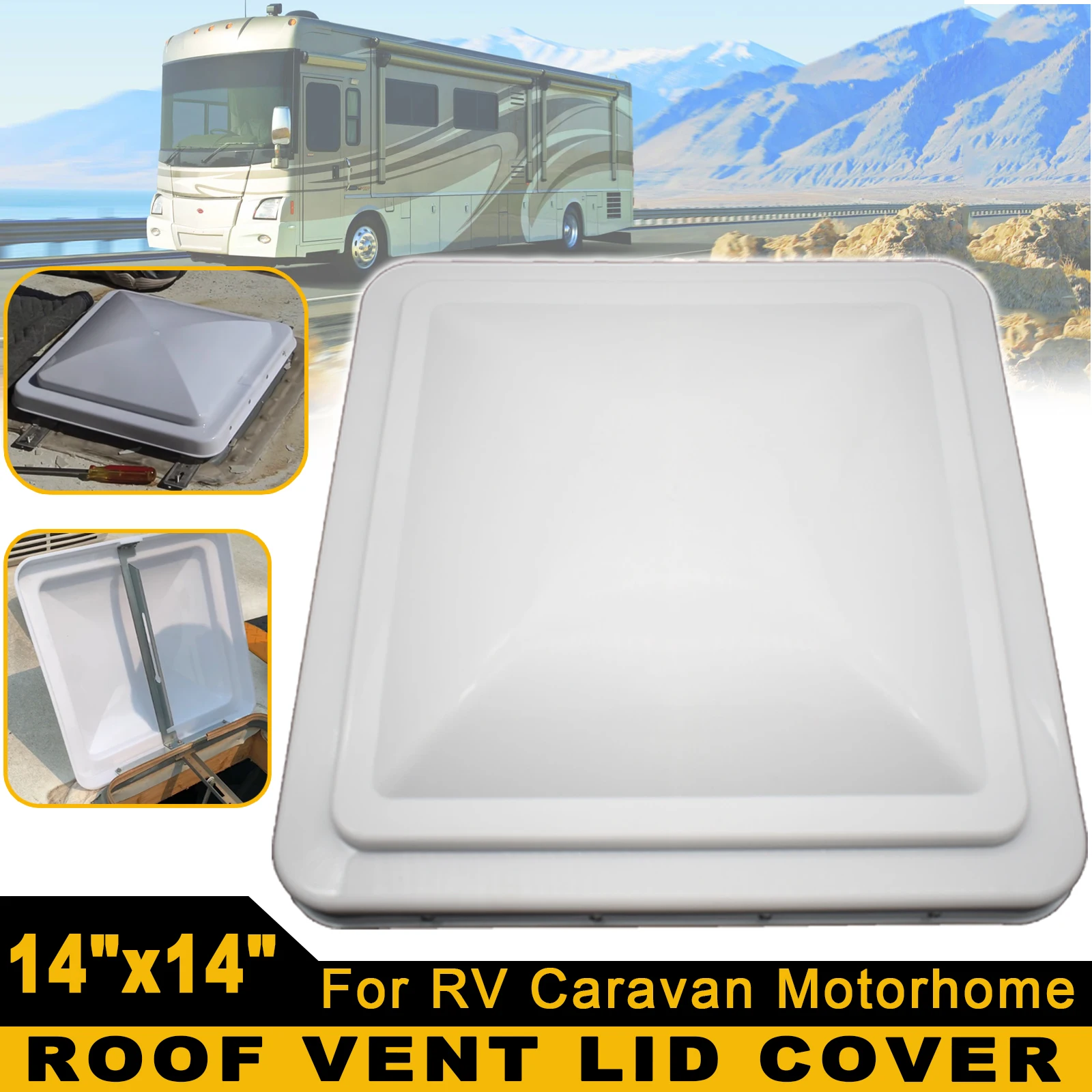 14"x14" Universal Replacement RV Roof Vent Cover White Vent Lid for