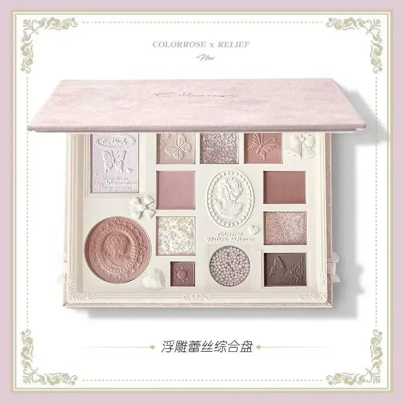 Colorrose Embossed Eyeshadow Palette 2023 New Blush High Gloss Integrated Palette Shimmer Shine Nude Eye Glitter Make Up Palette 6