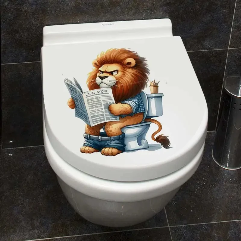 Wall Sticker Bathroom Toilet Decor Living Room Cabinet Home Decoration Decals Self Adhesive Mural Animal Toilet Use
