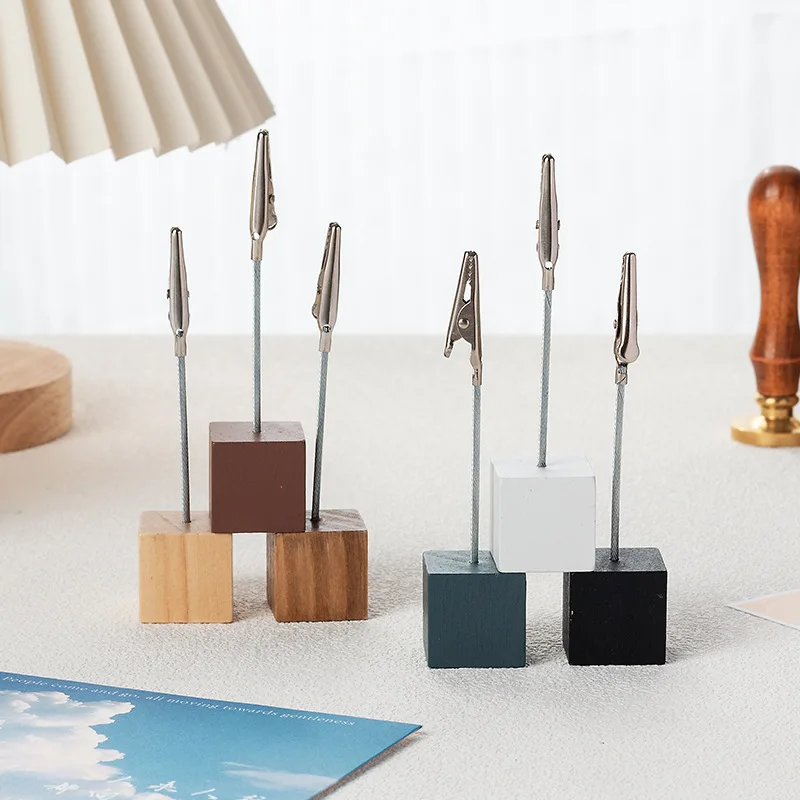 Light Retro Wooden Card Sticky Note Desktop Photo Decorative Clip Fish Clip Message Card Holder 1Pcs