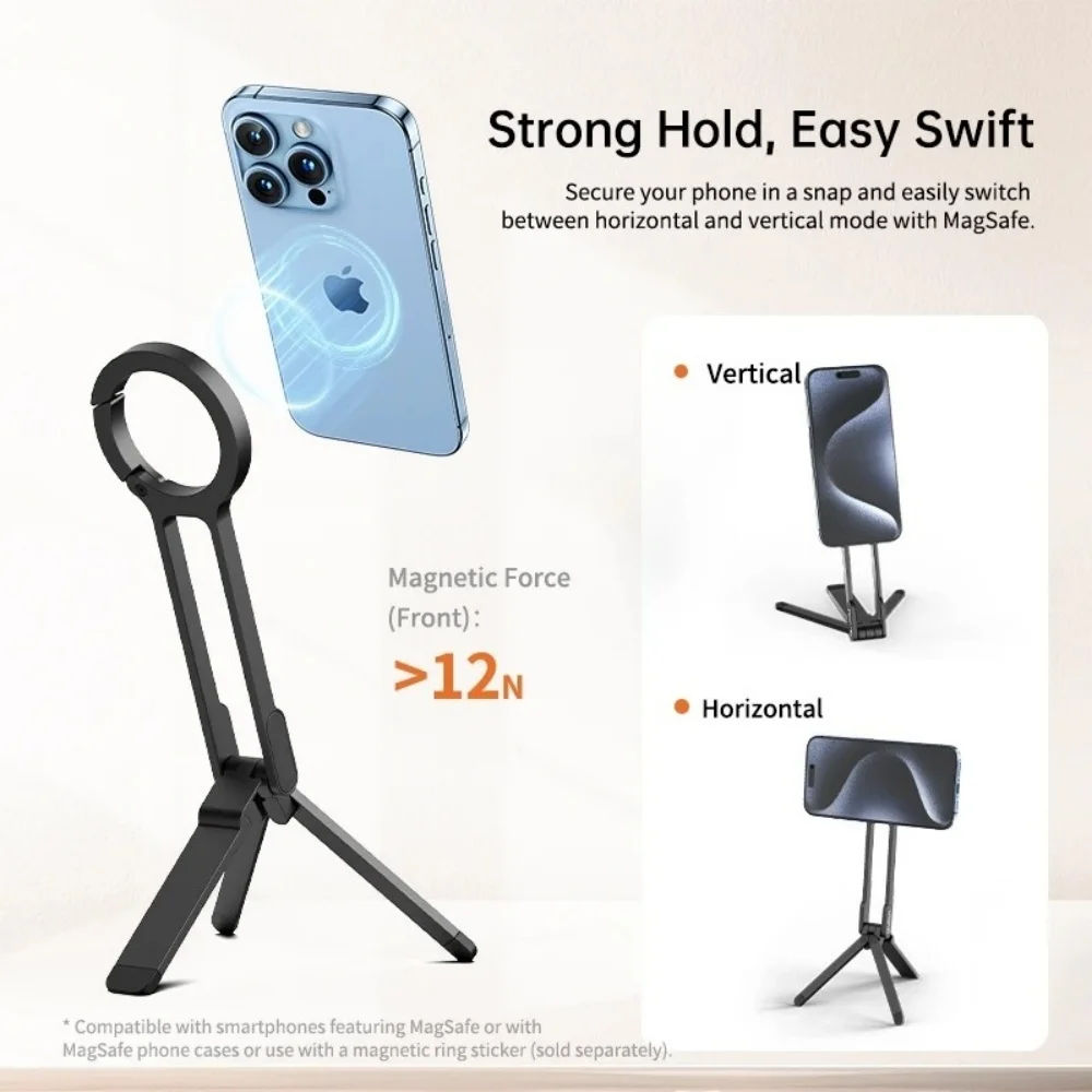 Portable Foldable Desktop Phone Holder Adjustable Creative Carabiner Mount Stand For All Smartphone Magnetic Mobile Phone Tripod