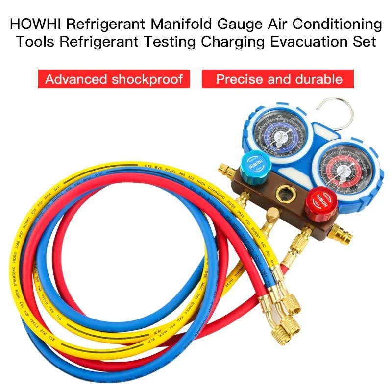 Auto Fluoride Meter Refrigerant Pressure Gauge Double Gauge Valve Air Conditioner Pressure tool set for vechile Air Conditioner